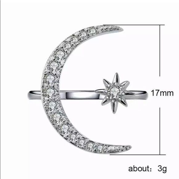 The Starry Night Sterling Silver adjustable ring w rose gold plating - Picture 2 of 5